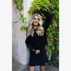 FRO O-NECK CARDIGAN - BLACK,