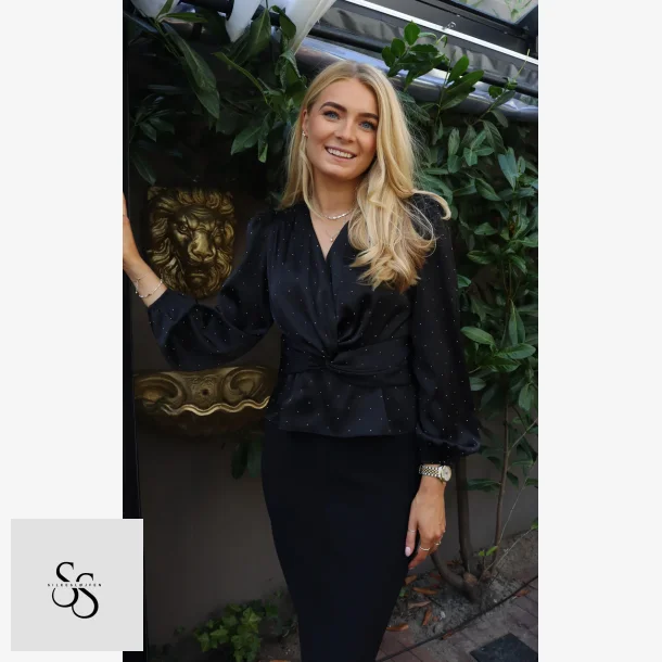 TIKI LS TWIST BLOUSE -  BLACK DIAMOND