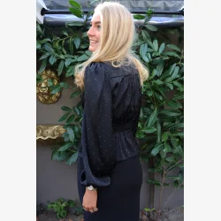 TIKI LS TWIST BLOUSE -  BLACK DIAMOND
