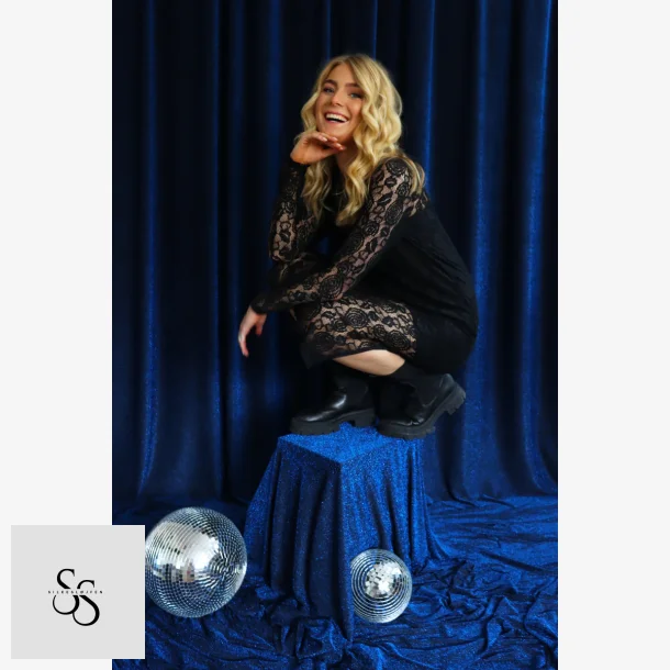 LACY LS LONG DRESS - BLACK LACE