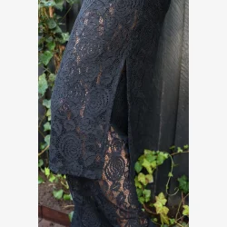 LACY LS LONG DRESS - BLACK LACE
