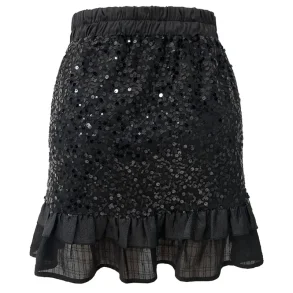 NOR FRILL SKIRT - BLACK SEQUINS, 22268