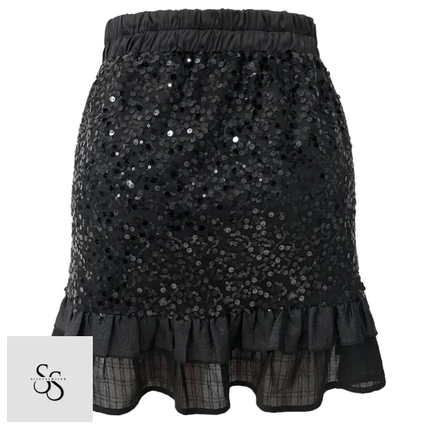 NOR FRILL SKIRT - BLACK SEQUINS, 22268