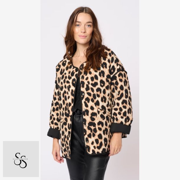 Leopard Overgangs jakke Cream