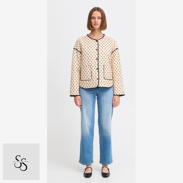  IXMALINI overgangs jakke ICHI Sort Prikker creme