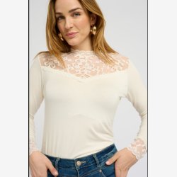 Cream Blonde Jersey Bluse Eggnog