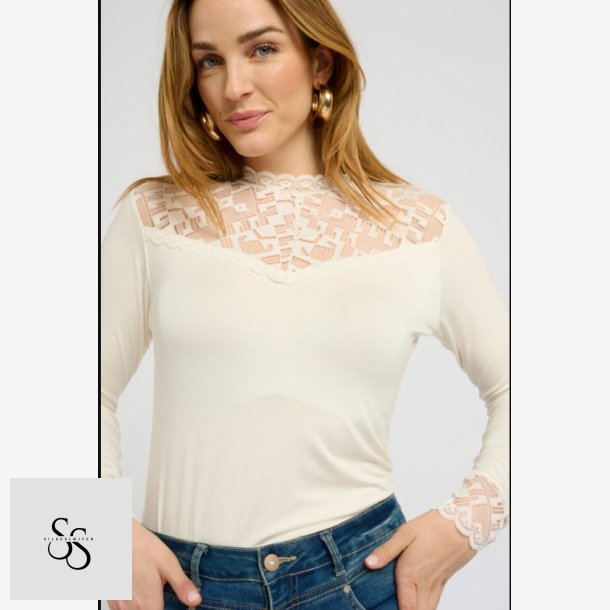 Cream Blonde Jersey Bluse Eggnog