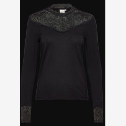 Cream Blonde Jersey Bluse Sort