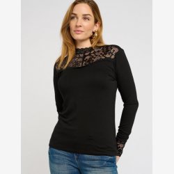 Cream Blonde Jersey Bluse Sort