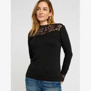 Cream Blonde Jersey Bluse Sort