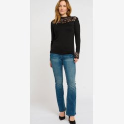 Cream Blonde Jersey Bluse Sort