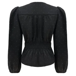 TIKI LS TWIST BLOUSE -  BLACK DIAMOND