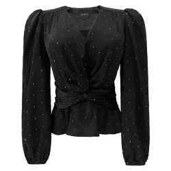 TIKI LS TWIST BLOUSE -  BLACK DIAMOND