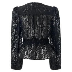TIKI LS TWIST BLOUSE - BLACK LACE